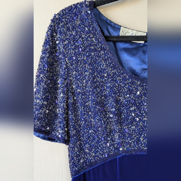 SCALA Vintage Silk, Velvet, & Sequin Dress, Size M, Formal 😍 - Picture 3 of 8